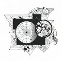 Incorporate GPS coordinates of a meaningful location into a geometric blackwork design tattoo design idea