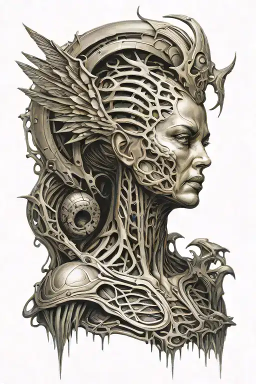 hr giger angel tattoo design idea