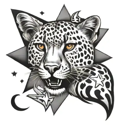 star and cheetah print tattoo design idea