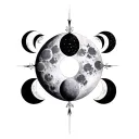 moon phases gothic style tattoo design idea