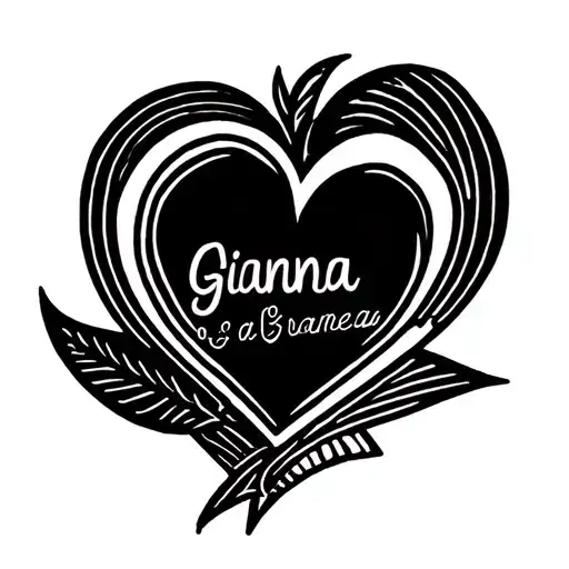 Gianna name with heart at the end tattoo design idea
