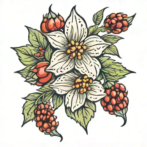 Buffalo berry bush tattoo design idea