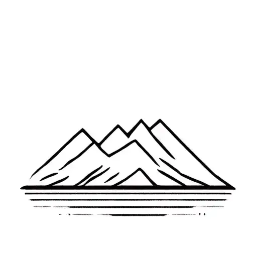 Tattoos in the style of minimalism, a mountain with a flat peak, to which you mush out of the far, the top is straight flat, there is a straight field tattoo design idea