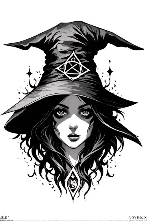 Underside of the wrist (cover-up of the existing tattoo)•	 Motif: shadowy, mystical witch and wicca sign•	 Elements: tattoo design idea