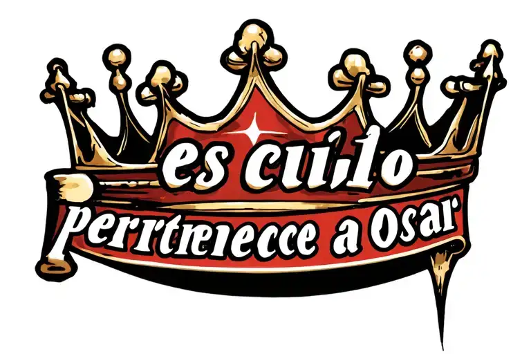 "es culo pertenece a  Oscar" inside a five point crown graffiti style tattoo design idea