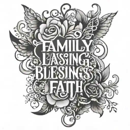 Family, blessings, loyalty, hope, faith tattoo design idea