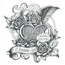 Family, blessings, loyalty, hope, faith tattoo design idea