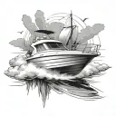 speed boat tattoo design idea