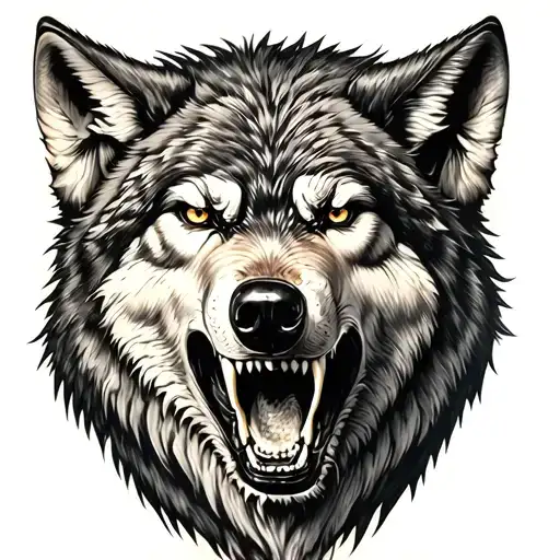 snarling wolf head tattoo tattoo design idea