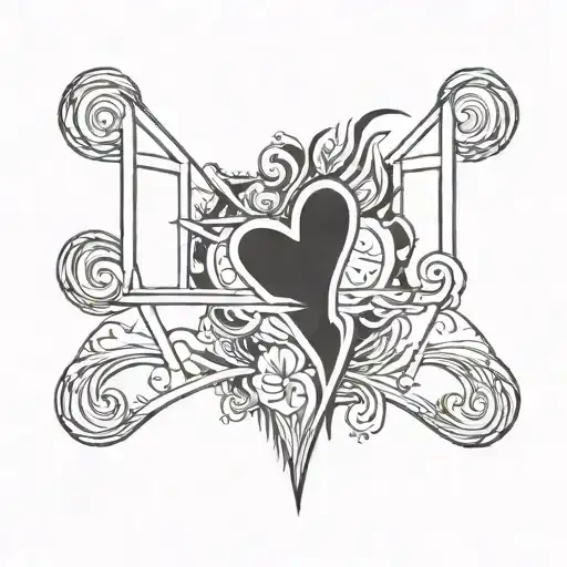 Heart beat with initials A.J tattoo design idea