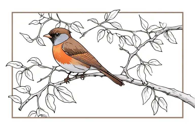 small american robin oerched on branch tattoo design idea