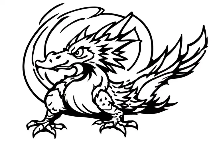 angry dragon duck tattoo design idea
