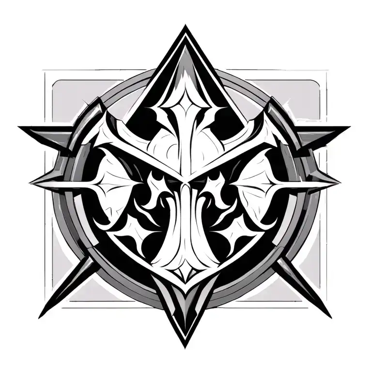 Assassins Creed symbol integrated with christian cross tattoo design idea