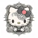 hello kitty black tattoo design idea