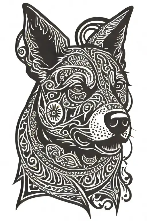 Australian Cattle Dog head tattoo design idea