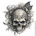 SKULL SMOKE FADE IN FADE OUT tattoo design idea