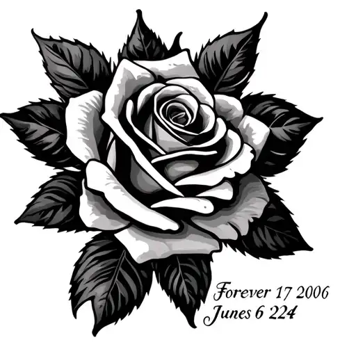 cursive writing forever 17 rose birth and deathdate august 9 2006 - june 6 2024 tattoo design idea