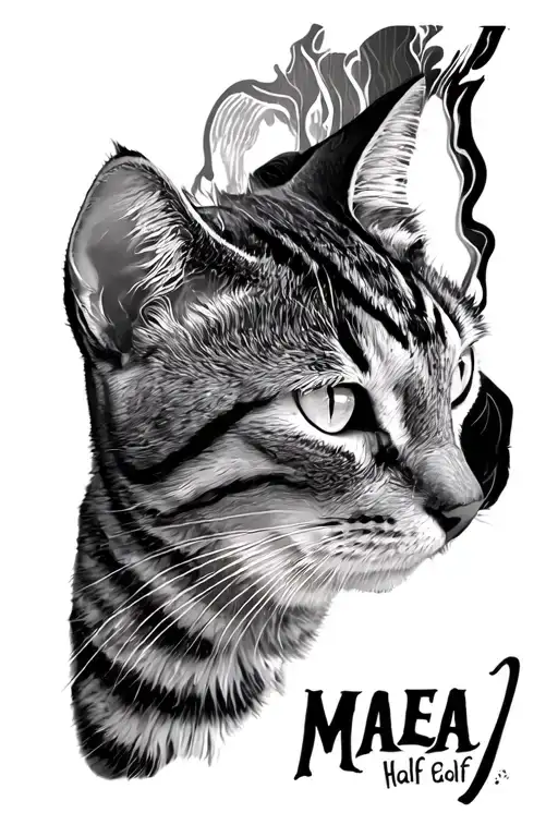 "Half of Maea" "Half of Maea" Memorial of Gray Tabby Cat tattoo design idea