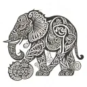 elephant lion mix tattoo design idea