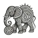 elephant lion mix tattoo design idea