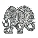 elephant lion mix tattoo design idea