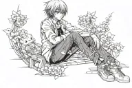 sitting alone tattoo design idea