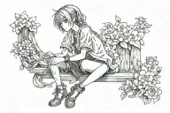 sitting alone tattoo design idea