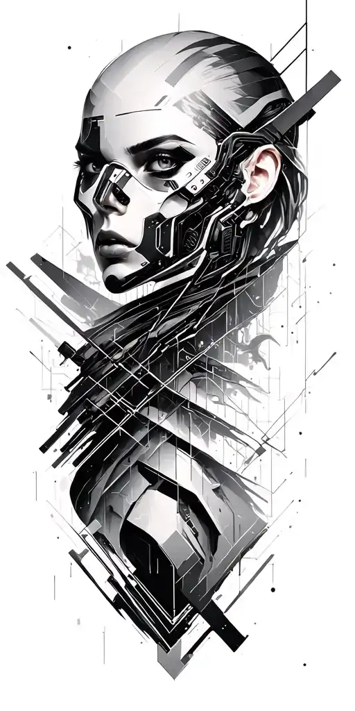 cyberpunk 2077 cyberware symetrical and geometrical tattoo design idea