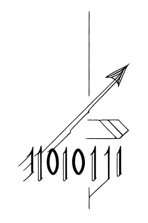 an ornamental arrow pointing with the numbers 100101 tattoo design idea