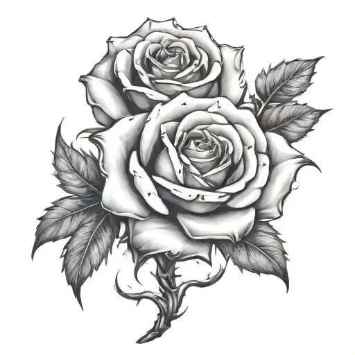 A rose with many thorns tattoo design idea