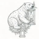 polar bear with torus zodaic with an old fashion lamp post  tattoo design idea
