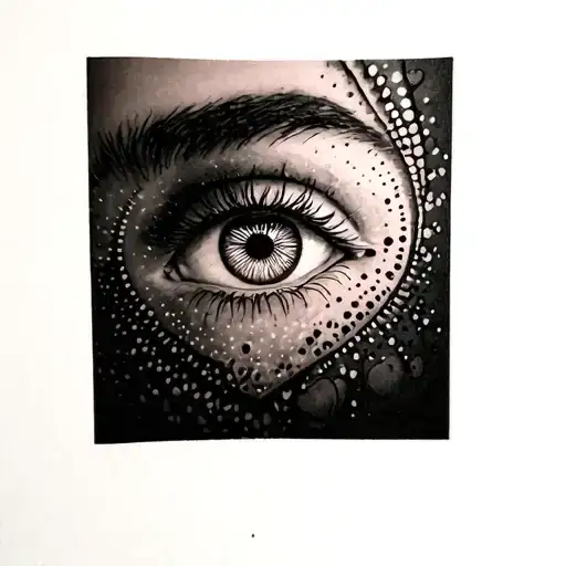 eyes, hearts, abstraction tattoo design idea