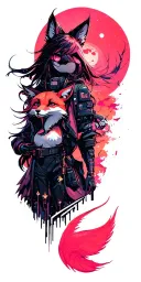 cyberpunk edgerunners, lucy, freedom, moon, courage, fox tattoo design idea