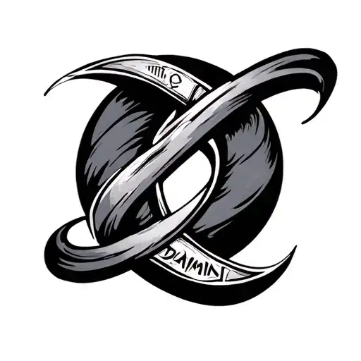 Infinity logo with the name Damian tattoo design idea