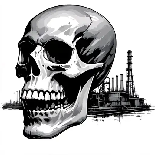 skull under a refinery tattoo design idea