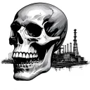skull under a refinery tattoo design idea