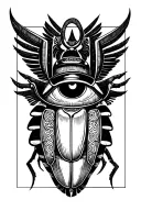 Eye of Ra and Ankh and scarab beetle flying tattoo design idea