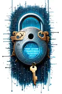 A cyber security themed tattoo featuring digital locks and keys tattoo design idea