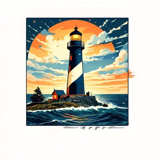 lighthouse guiding tattoo design idea