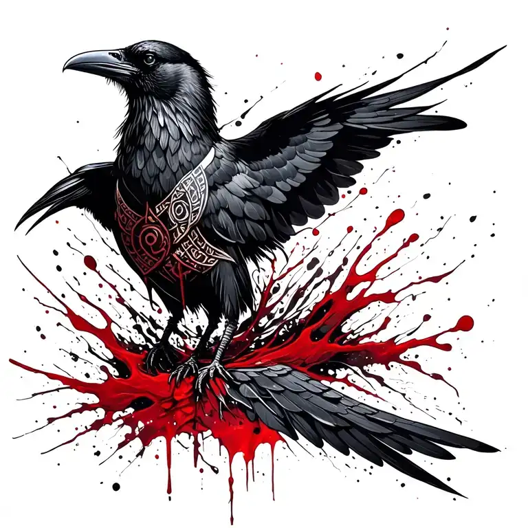 Spine tattoo, Norse, with a raven, runes that mean warrior, honor, loyalty. delicate line work tattoo design idea