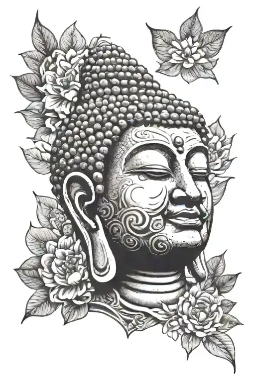 buddha face tattoo design idea