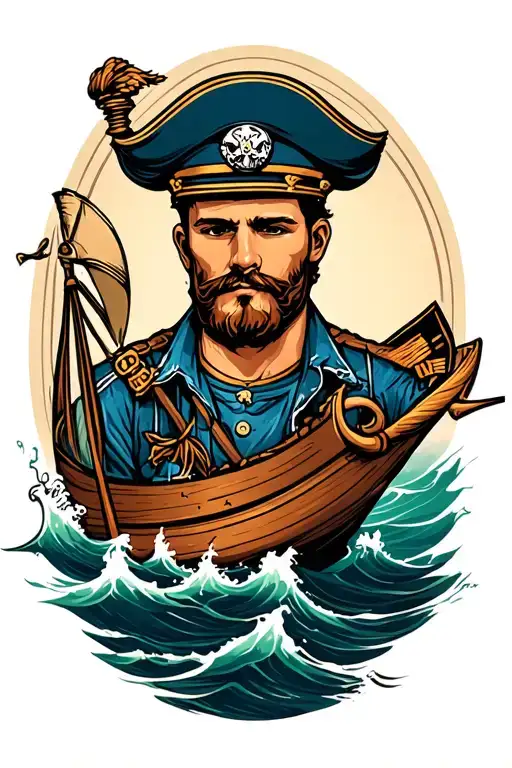 strong seafarer tattoo design idea