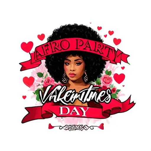 "AFRO PARTY VALENTINES DAY" AFRO PARTY tattoo design idea