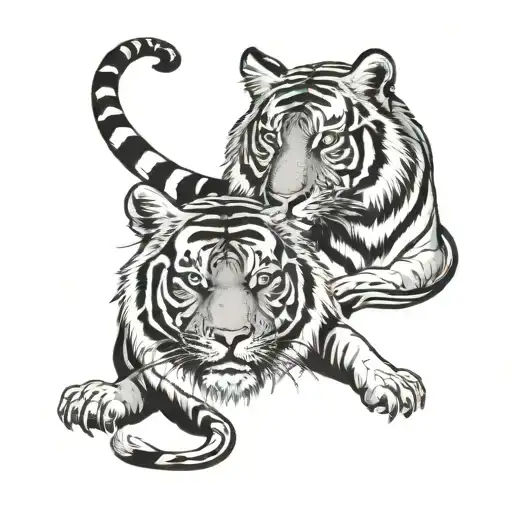tiger inside earth sign tattoo design idea