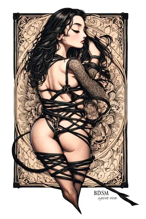 "bondage" "slave" "female" "bdsm" tattoo design idea