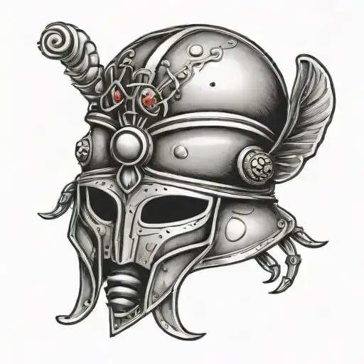 Trojan helmet and lady bug inspired tattoo tattoo design idea