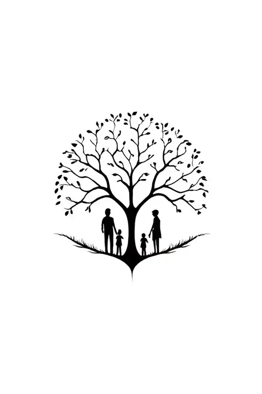Tree of life couple with 2 children boys tattoo design idea
