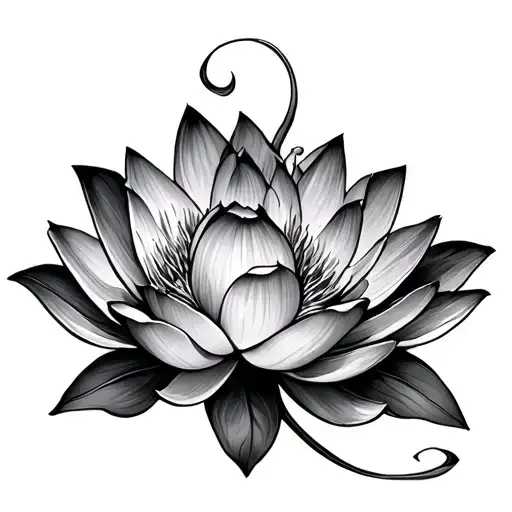COI fish and lotus flower tattoo design idea