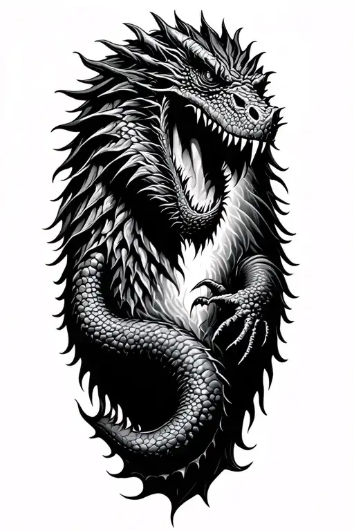 red dragon Loch Ness monster Sasquatch tattoo design idea