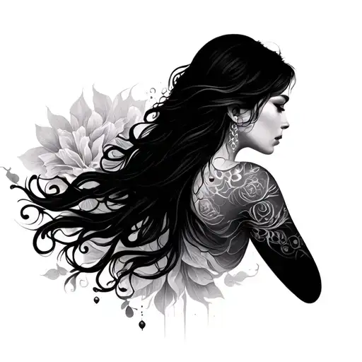 spiritual sleeve to beSoft, airy, and feminine, not dark or heavyEmphasizing elegance, growth, and energy flow arm sleev tattoo design idea